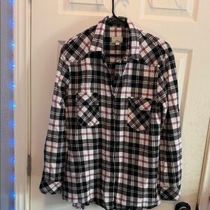 Classic Black and White Plaid Men's Shirt